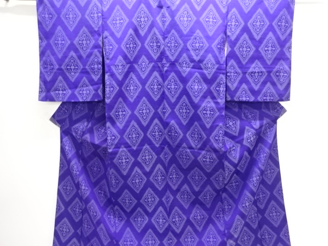 JAPANESE KIMONO / ANTIQUE HITOE KIMONO / TAISHO ROMAN STYLE / WOVEN FLOWER & RHOMBUS